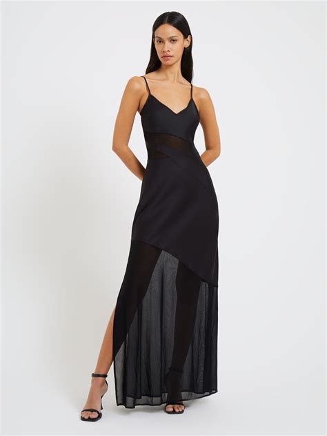 Inu Satin Mesh Strappy Dress Black French Connection Us