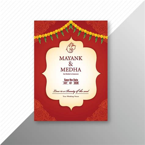 Beautiful Indian Wedding Invitation Card Design 11410158 Vector Art At