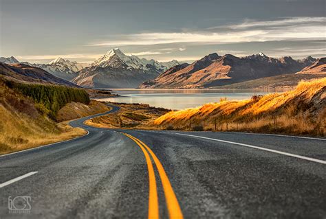 Image New Zealand Nature Mountains Roads Scenery Asphalt Stripes