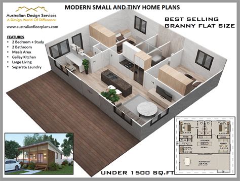 The Floor Plan For A Modern Small And Tiny Home Plans Is Shown In This