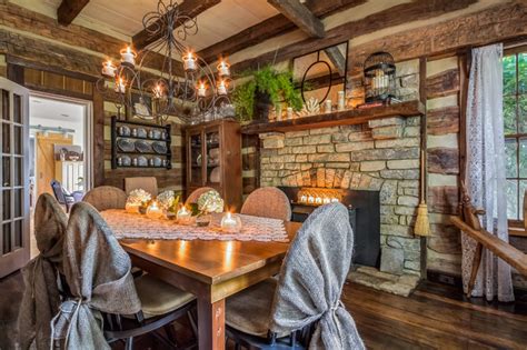 Gentry Farm Log Cabin Dining Room Right Rustic Dining Room
