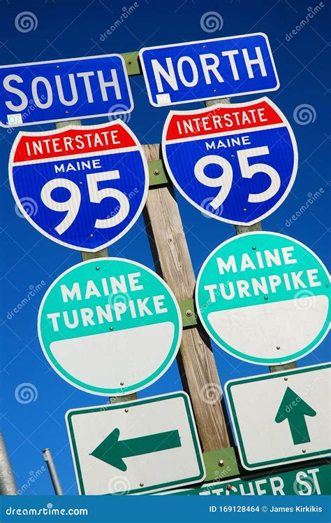 Interstate Highway Signs In Maine Stock Photo Image Of South Five