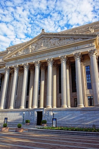 Vista De Primer Plano En El Edificio De Los Archivos Nacionales En Washington Dc Estados Unidos