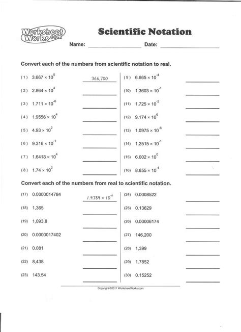Scientific Notation Worksheet Free Printable
