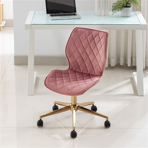 Duhome Office Task Chair Velvet Swivel Chair With Gold Base Mid Back