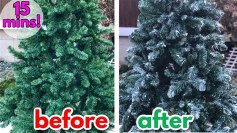 How To Flock A Christmas Tree With Spray Paint Diy Snowy Christmas Tree