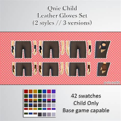 Qnie Child Leather Gloves Set At Qvoix Escaping Reality Sims 4 Updates