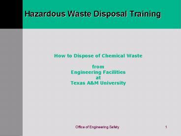 Ppt Hazardous Waste Disposal Training Powerpoint Presentation Free