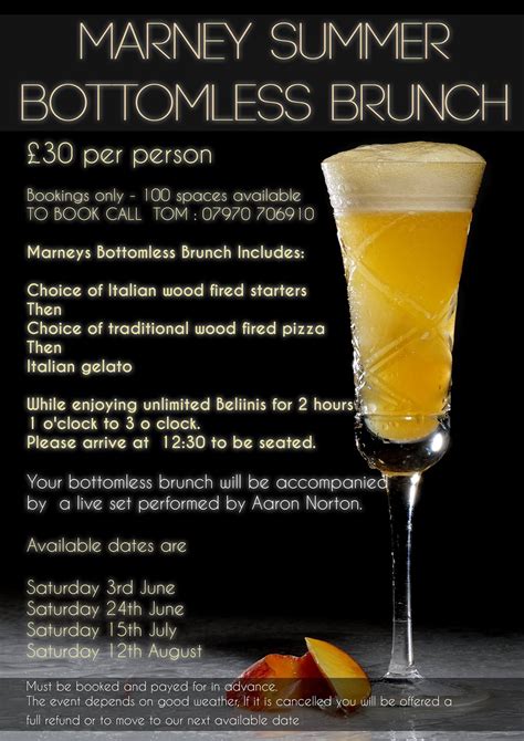 book now for this saturdays bottomless brunch what a great way to start the weekend