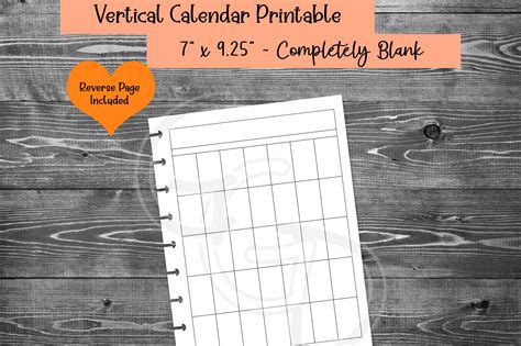 Customizable Vertical Monthly Calendar Graphic By Geekygiraffedesign