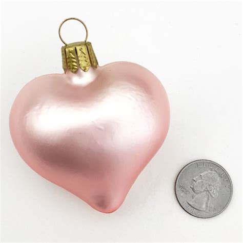Matte Pink Blown Glass Heart Ornament ~ Germany ~ 2 1 2 Long