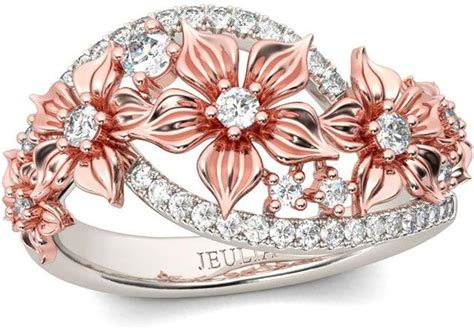 Jeulia Floral Rings For Women 925 Sterling Silver Flower