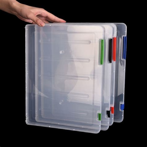 3 Colors A4 Transparent Storage Box Clear Plastic Document Paper