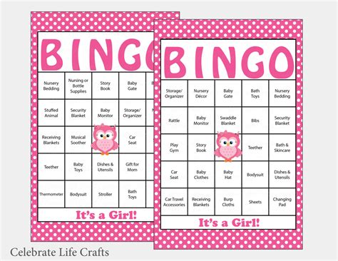 If you are playing with multiple people at a baby shower then you'll need different cards so not everyone wins at the same time too so here are three other versions for a total of 4 different ones. 100 Owl Baby Shower Bingo Cards 100 Prefilled Bingo Cards