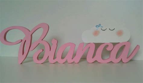 Bianca musica, une passion, une voix ! Nome em MDF BIANCA em letra cursiva com nuvem no Elo7 | Juliana J. Souza Atelier (B597FE)