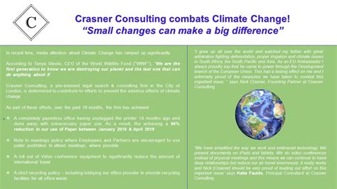 Crasner Consulting Combats Climate Change Crasner Consulting