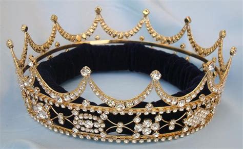 Queen King Unisex Rhinestone Gold Full Tudor Royal Crown Crowndesigners