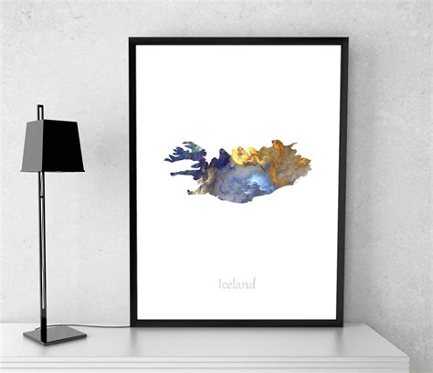 Iceland Poster Iceland Art Iceland Map Iceland Print T Etsy