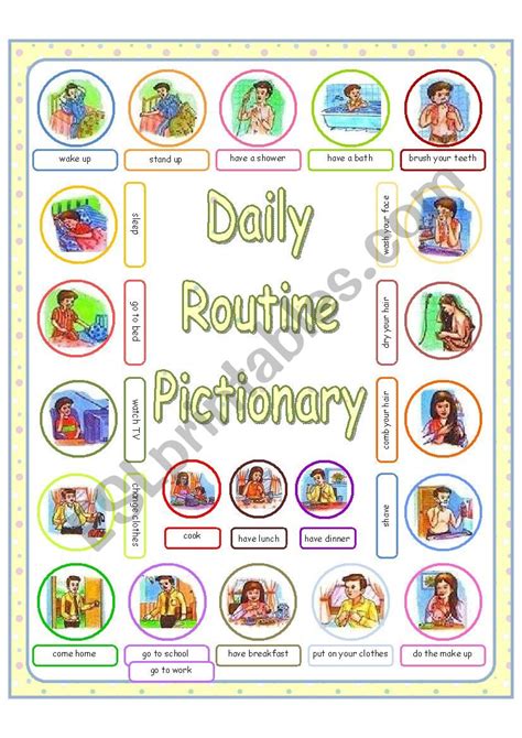Daily Routine Daily Activities Pictionary Esl Worksheet By Krümel