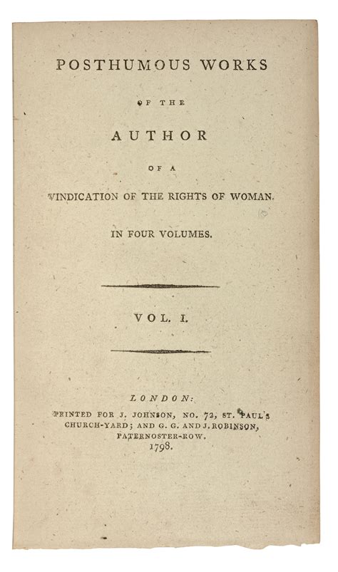 Wollstonecraft Mary 1759 1797 Posthumous Works Of The Author Of A