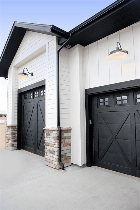 The Color Of The Garage Stone On Wall And Black Accents Modern