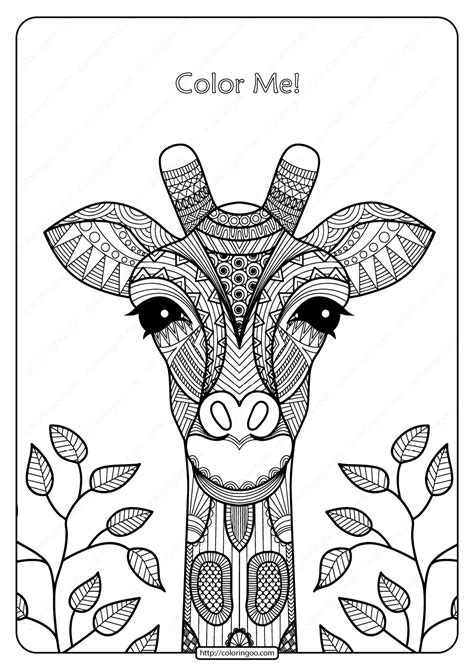 Printable Giraffe Mandala Pdf Coloring Page