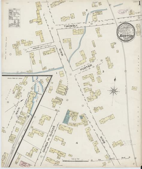 Barton Vt Fire Insurance 1886 Sheet 1 Old Town Map Reprint Old Maps