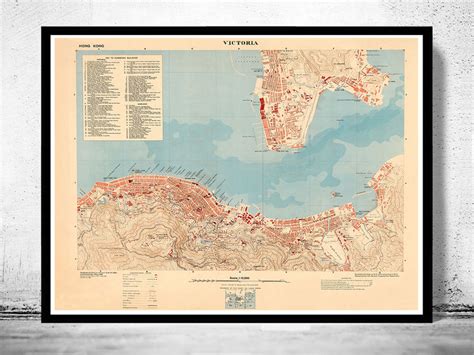 Vintage Map Of Victoria Hong Kong 1930 Vintage Maps And Prints