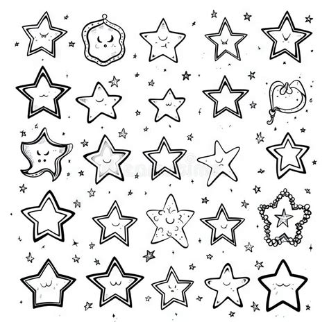 Handdrawn Star Sketch Collection Hand Drawn Pentagram Icons Isolated