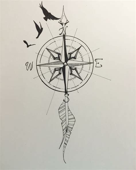 Pin By Its Ri On Drawing Ideas Compass Tattoo Feather Tattoos Arrow