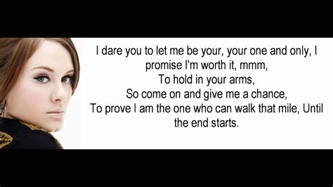 Adele One And Only Lyrics Hd 1080p Youtube