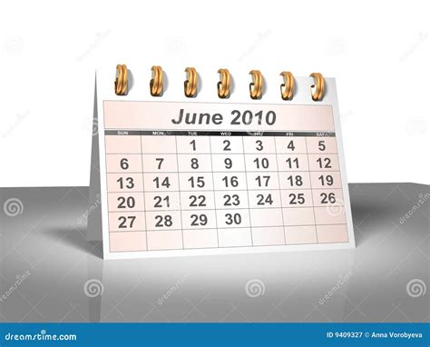 Desktop Calendar 3d June 2010 Stock Illustration Illustration Of