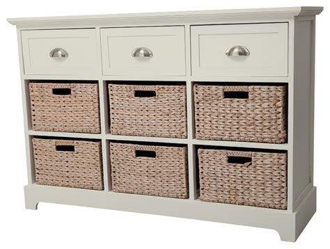 Gallerie Decor Newport 3 Drawer 6 Basket Table Contemporary