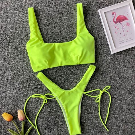 Sexy Neon Green Micro Bikini 2019 Women String Swimwear Female Swimsuit