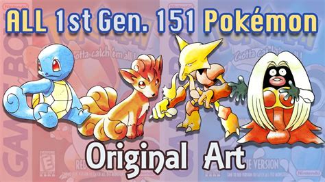 Pokémon red version and blue version. First 151 Pokémon - Original Art Red and Blue - YouTube