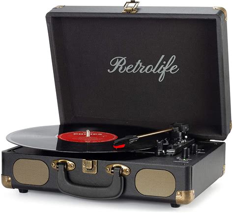 Vinyl Record Player 3 Speed Bluetooth Suitcase Portable Belt Driven