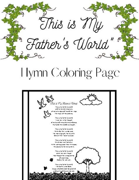 Hymn Coloring Sheet This Is My Fathers World Classful