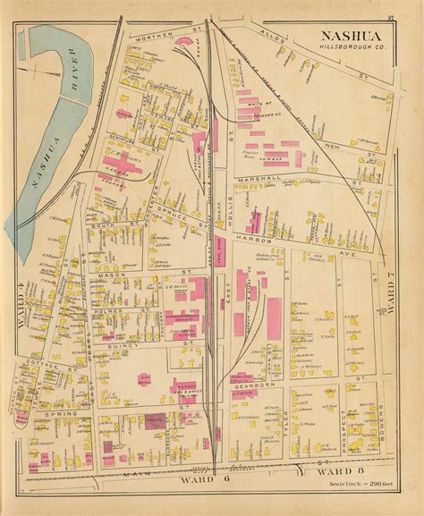 Nashua - Wards 4, 6, 7, 8, New Hampshire 1892 Old Town Map Reprint