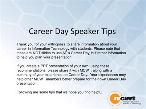 Career Day Speaker Tips