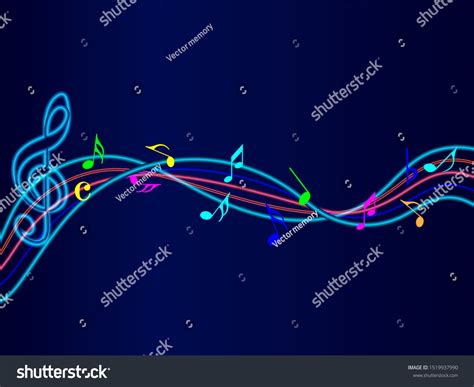 Colorful Abstract Music Notes Neon Light Stock Vector Royalty Free