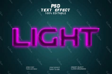 Light Purple Neon 3d Text Effect Photoshop Premium Psd File