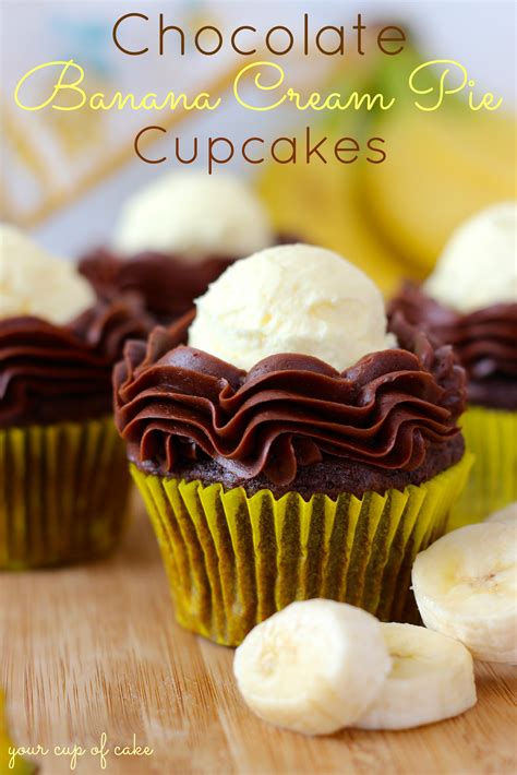 Line crust with a double thickness of foil. Chocolate Banana Cream Pie Cupcakes - Your Cup of Cake