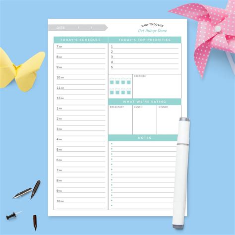 Today's Schedule Planner Template - Printable PDF