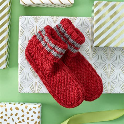 Red Heart Get Comfy Knit Slipper Socks Yarnspirations