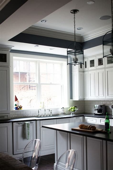 Tray ceilings are also called recessed ceilings. Kitchen Tray Ceiling - Transitional - kitchen - Rue Magazine