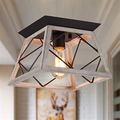 Adjustable hanging height, up to 30 inch long. Q&S Rustic Farmhouse Ceiling Light Fixture Flush Mount ...