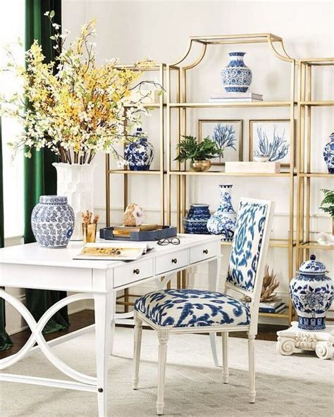 99 The Blue Hue House Office Tour In 2020 White Decor Home Office