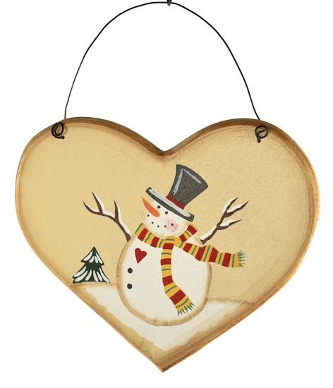 Snowman Heart Wood Ornament Home Decor Factory Direct Craft