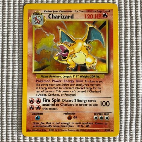 CHARIZARD - Base Set - 4/102 Holo - Pokémon Card - Near Perfect Condition Condition: NEW, never ...