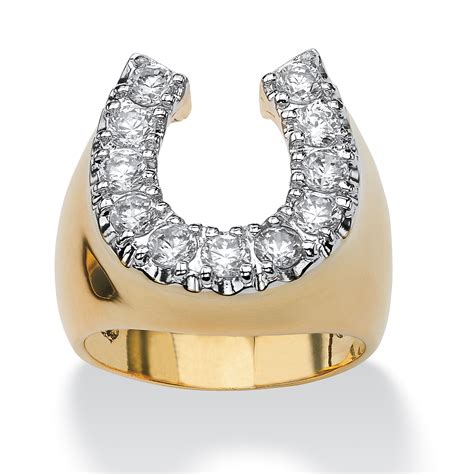 Mens 110 Tcw Round Cubic Zirconia 14k Gold Plated Lucky Horseshoe